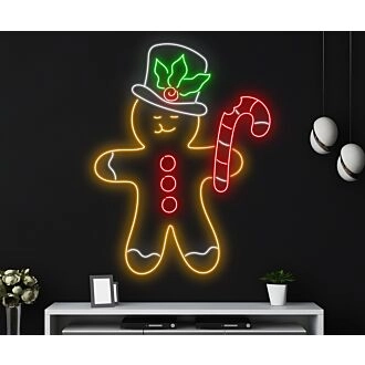 Erhellen Sie Ihre Festzeit: Ideal für Zuhause, Büro und Weihnachtsfeier-Ambiente mit Lebkuchen-LED-Neonschild Weihnachtsdekor Neonlicht.