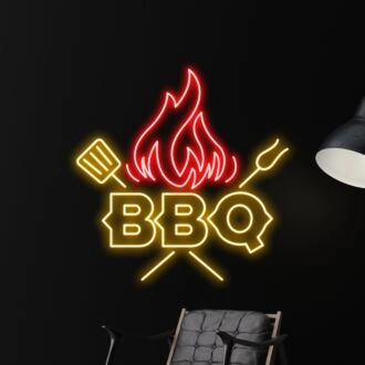 Brighten Up Your Backyard Barbecue and Kitchen Space with the Customizable Grills Barbeque Led Neon Sign - Perfect for Parties, Weddings, and Home Bars.