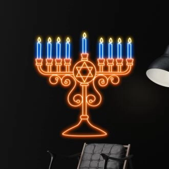Feiern Sie das Lichterfest stilvoll mit dem Happy Hanukkah LED-Neonschild, perfekt für Heimdekoration, Bürofeiern und Urlaubspartys.