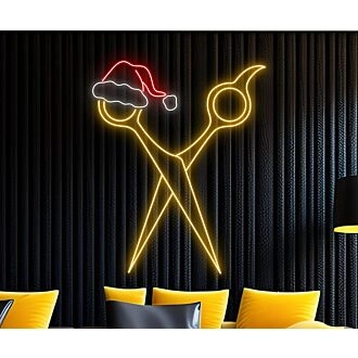 Schere Kamm Neon Led Schild Willkommen Salon Logo Dekor.