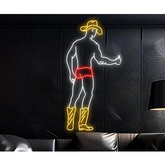 Sexy Body Gay Mann Cowboy Hut LED Schild Howdy Gay Mann Neon Licht Weihnachtsdekoration