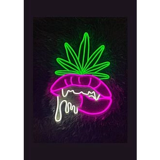 Sexy Lippen Beißen Rauchen Blatt LED Neon Schild Rauchen Offen Willkommen Dekor LED Schild