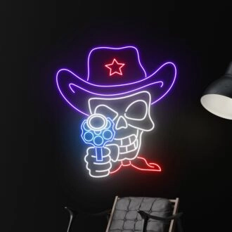 Skelett-Cowboy-Schießen LED-Neonschild