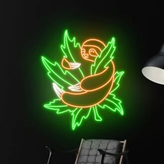 Sloth Holding Leaf Led Neon Sign Smoking Machine Led Sign Smoking