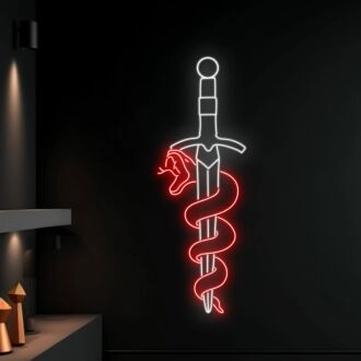 Snake Wrapping Around Sword Led Neon Sign Christmas Decor