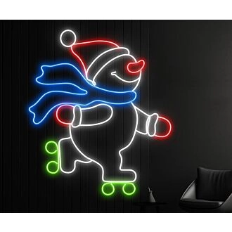 Schneemann Skateboarden Leuchtreklame LED Neon Schneemann Frohe Weihnachten Leuchtreklame