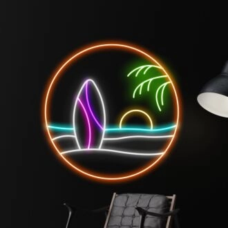 Sommer Strand Surfbrett LED Neon Schild Chill am Strand LED Schild Strandliebhaber Neon Licht