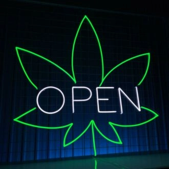 Weed Leaf Open Logo Led Neon Sign Smoking Machine Led Sign