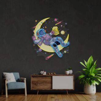 Astronauten trinken Bier Leicht Weltraum UV Neonlicht Schlafzimmer Dekor.