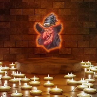 Gruseliges Gesicht UV-Licht Neon Kunstbeleuchtung Anzeige