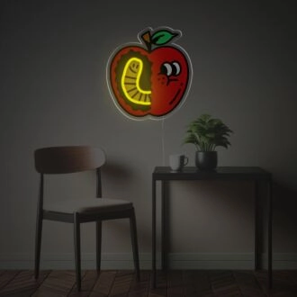 Würmer Apfel LED Neon Acrylkunstwerk