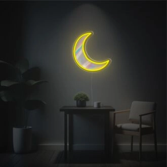 Gelber Fehlender Mond LED Neon Acrylkunstwerk.