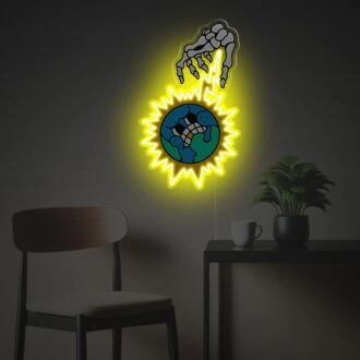 Elektrogeschockte Erde LED-Neon-Acrylkunstwerk.