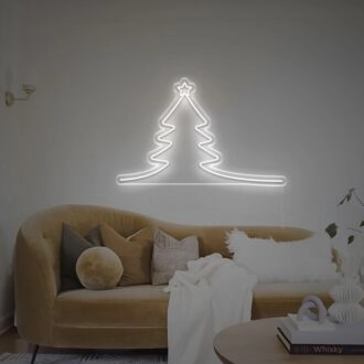 LED-Neonschild mit Umriss eines Weihnachtsbaums