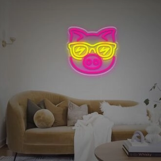 Schweinekopf mit Sonnenbrille LED-Neonschild