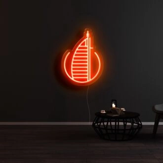 Neonschild der Stadtikone Dubai