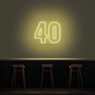 40 Neon Number Neon Sign
