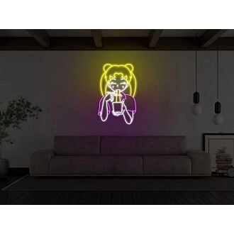 Anime Ramen Mädchen Flüssiges Neonzeichen