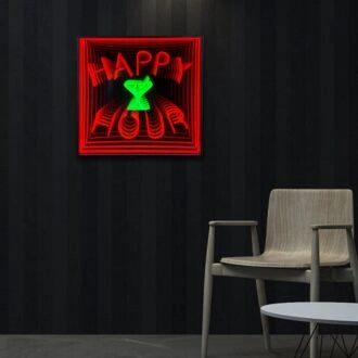 Happy Hour Infinity Mirror Neon Sign