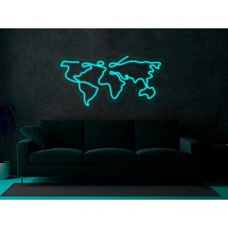 Reisekarte Weltkarte Neonschild