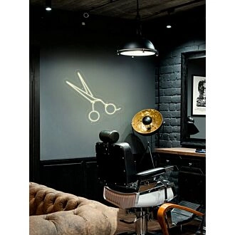 Neonschild "Scheren für Haarschnitte