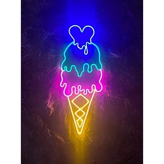 Dripping Ice Cream With Heart Neon Sign