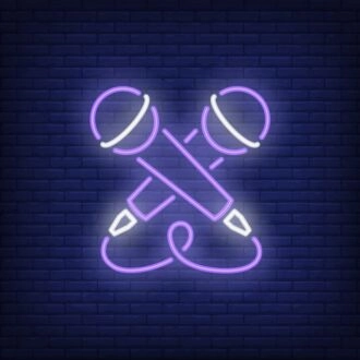 Crossed Microphone Neon Sign