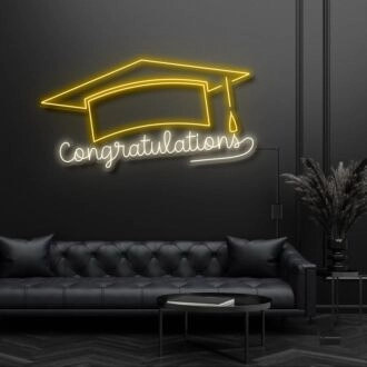 Congratulations With Graduation Hat Neon Sign