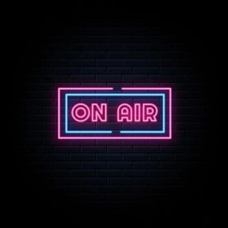 Led On Air Neon Sign Hung On Brick Background