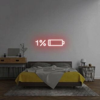 Low Battery: Recharge in Progress Bedroom Neon Sign