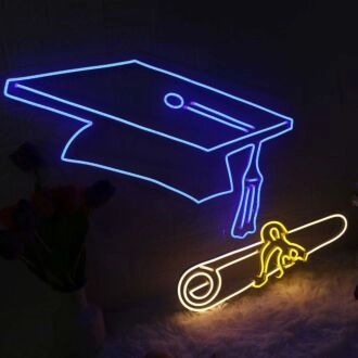 Graduation Cap With Diploma Neon Sign