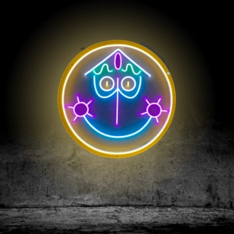 Glückliche Uhr Neon Schild