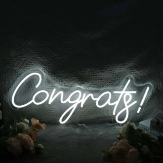 Congrats White Neon Sign