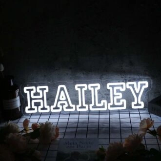 Hailey White Neon Sign
