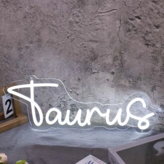 Taurus White Name Neon Sign