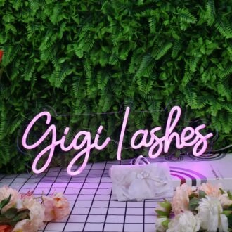 Gigi Lashes Purple Neon Sign