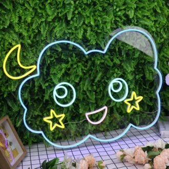 Adorable Cloud With Moon And Stars Neon Sign