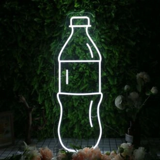 A Bottle Of Beverage White Neon Sign