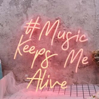 Music Keeps Me Alive Red Neon Sign