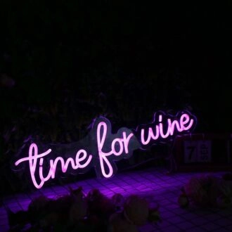 Time For Wine Purple Neon Sign