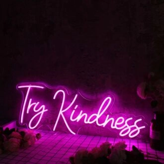 Try Kindness Purple Neon Sign