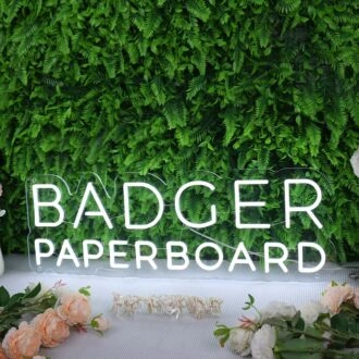 Badger Paperboard White Neon Sign