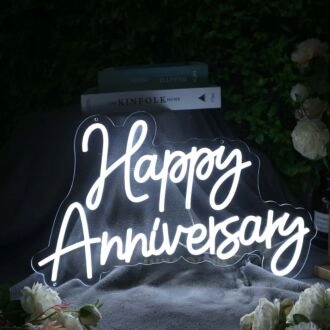 Happy Anniversary White Neon Sign