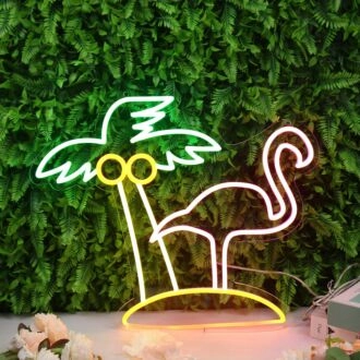Coconut Tree And Flamingo Custom Neon Sign