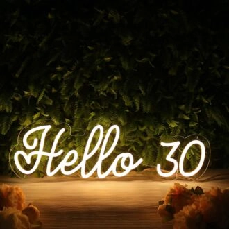 Hello 30 Yellow Neon Sign