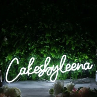 Cakes By Leena White Neon Sign