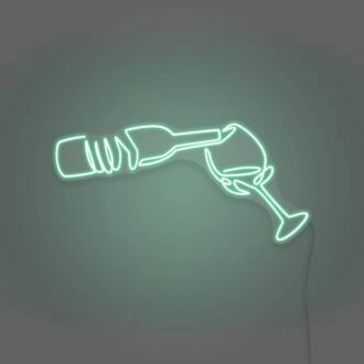 Wine Poured To Glass Neon Lights
