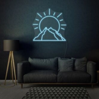 Sun behind mountain LED neon sign
