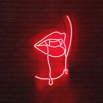 Bloody Vampire with big red lips neon sign