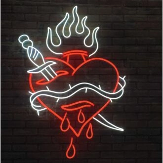 Abstract Wounded Heart Pattern Neon Sign
